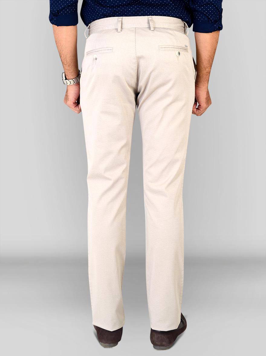 Beige Self Textured Super Slim Fit Chinos | Greenfibre