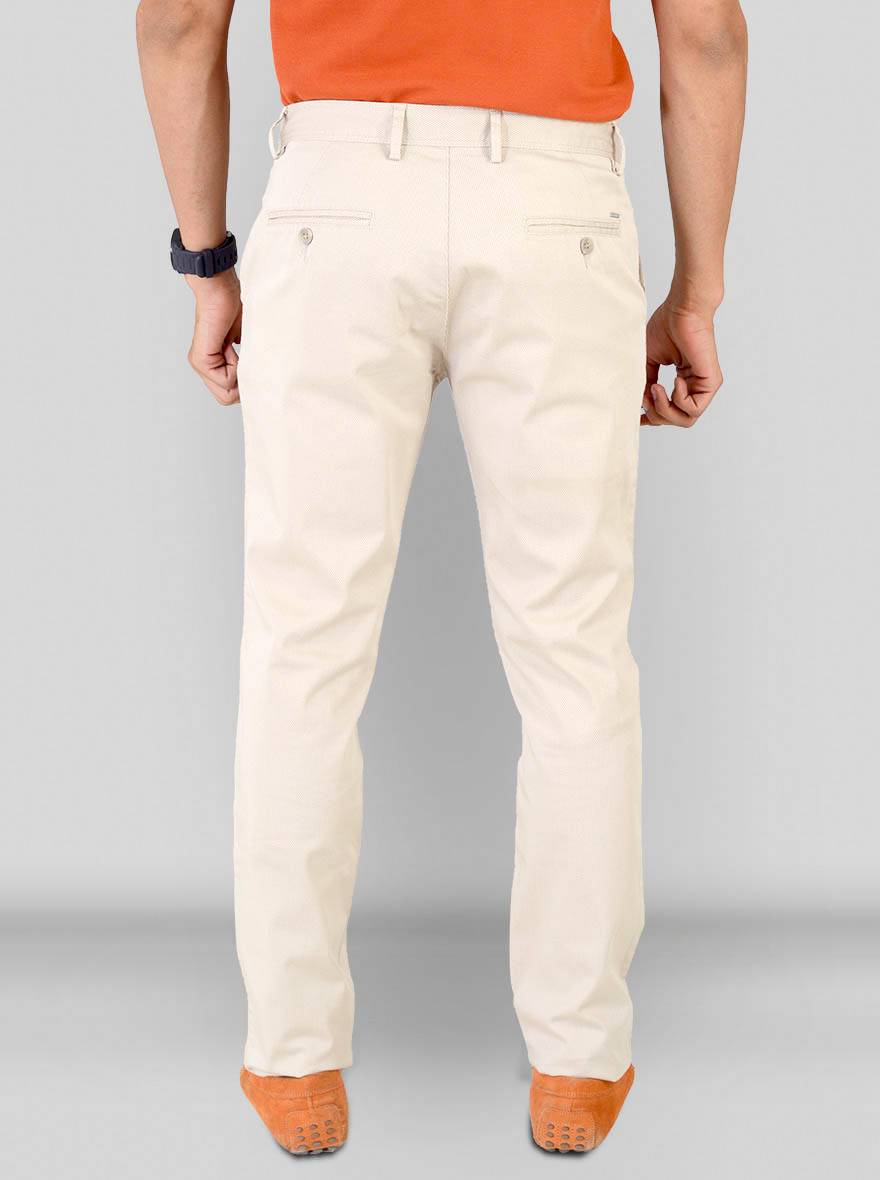 Beige Self Textured Super Slim Fit Chinos | Greenfibre