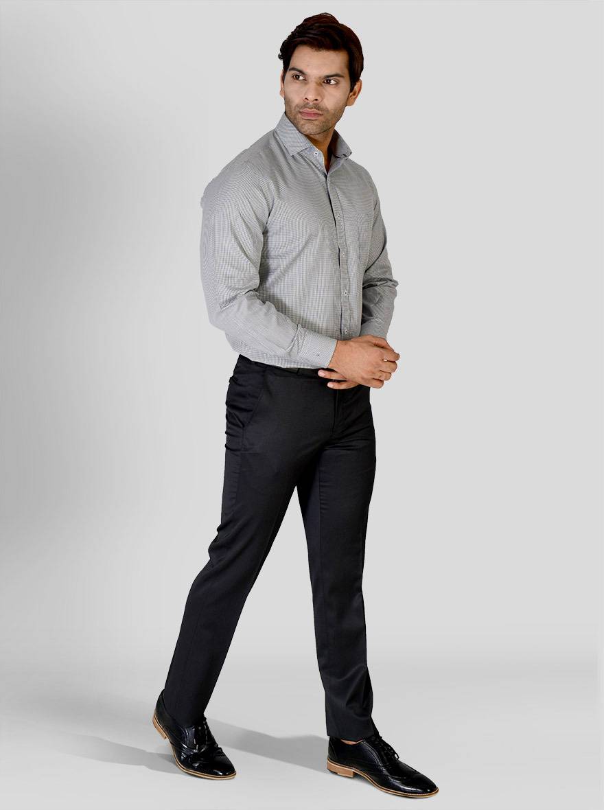 Grey & White Dobby Regular Fit Formal Shirt | Greenfibre