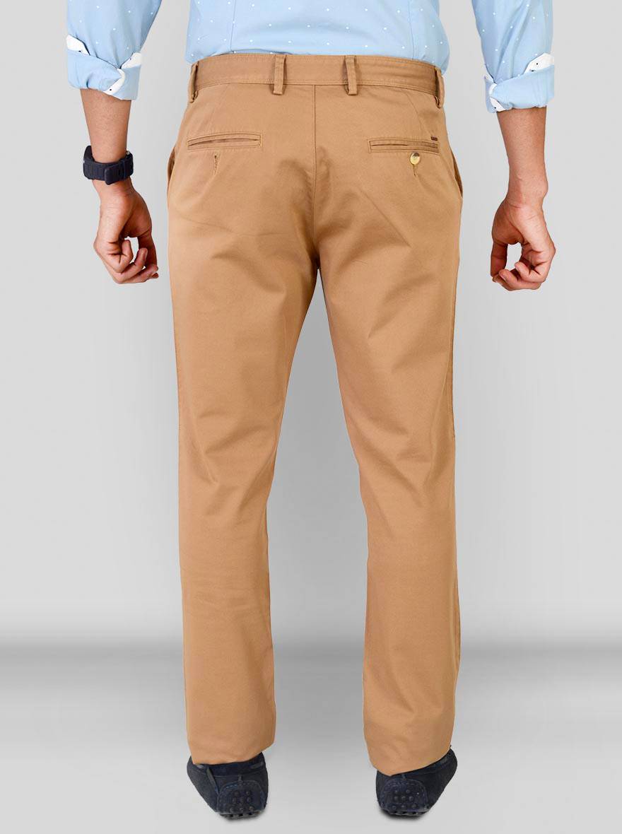 Khaki Self Textured Super Slim Fit Chinos | Greenfibre