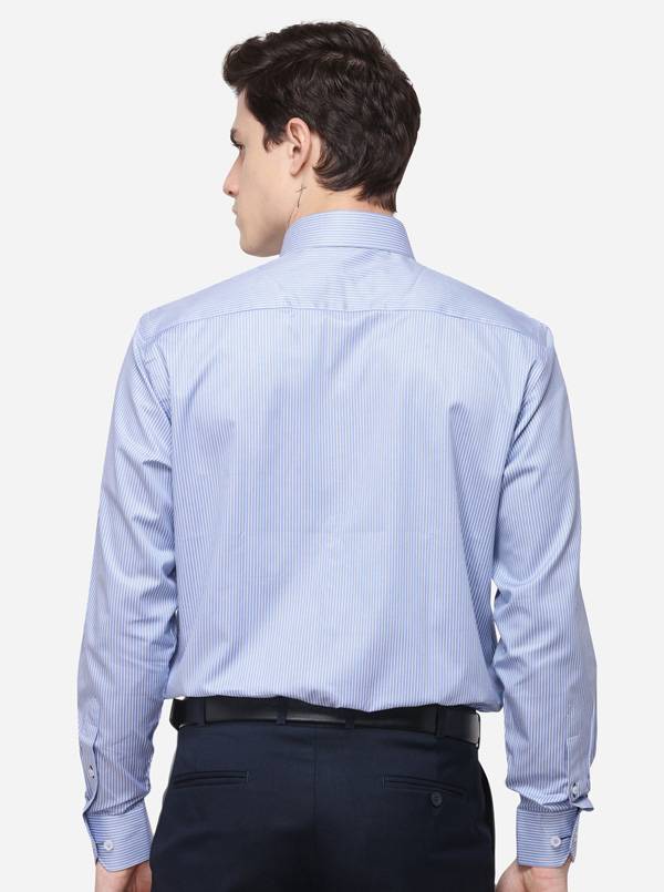 Light Blue Striped Regular Fit Formal Shirt | JadeBlue