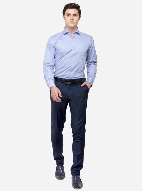 Light Blue Striped Regular Fit Formal Shirt | JadeBlue