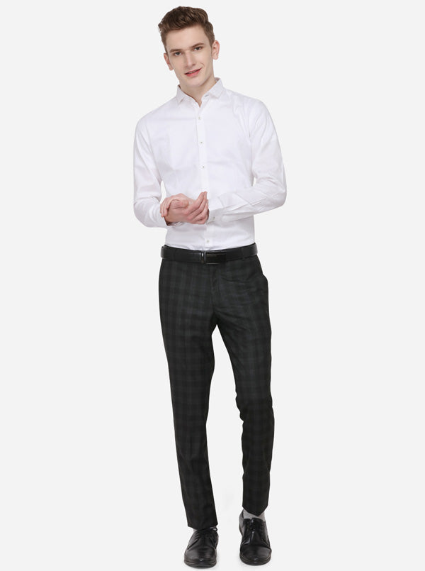 Black Checked Super Slim Fit Formal Trouser | Greenfibre