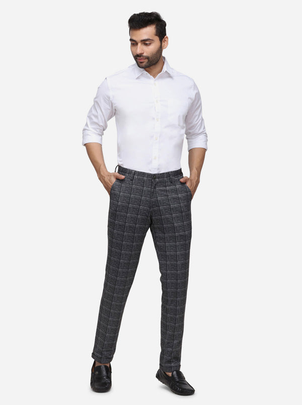 Dark Grey Printed Venice Fit Casual Trouser | JadeBlue Sport