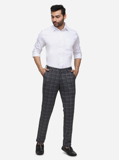 Dark Grey Printed Venice Fit Casual Trouser | JadeBlue Sport