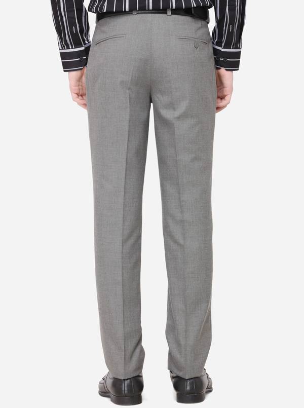 Grey Solid Classic Fit Formal Trouser | Greenfibre