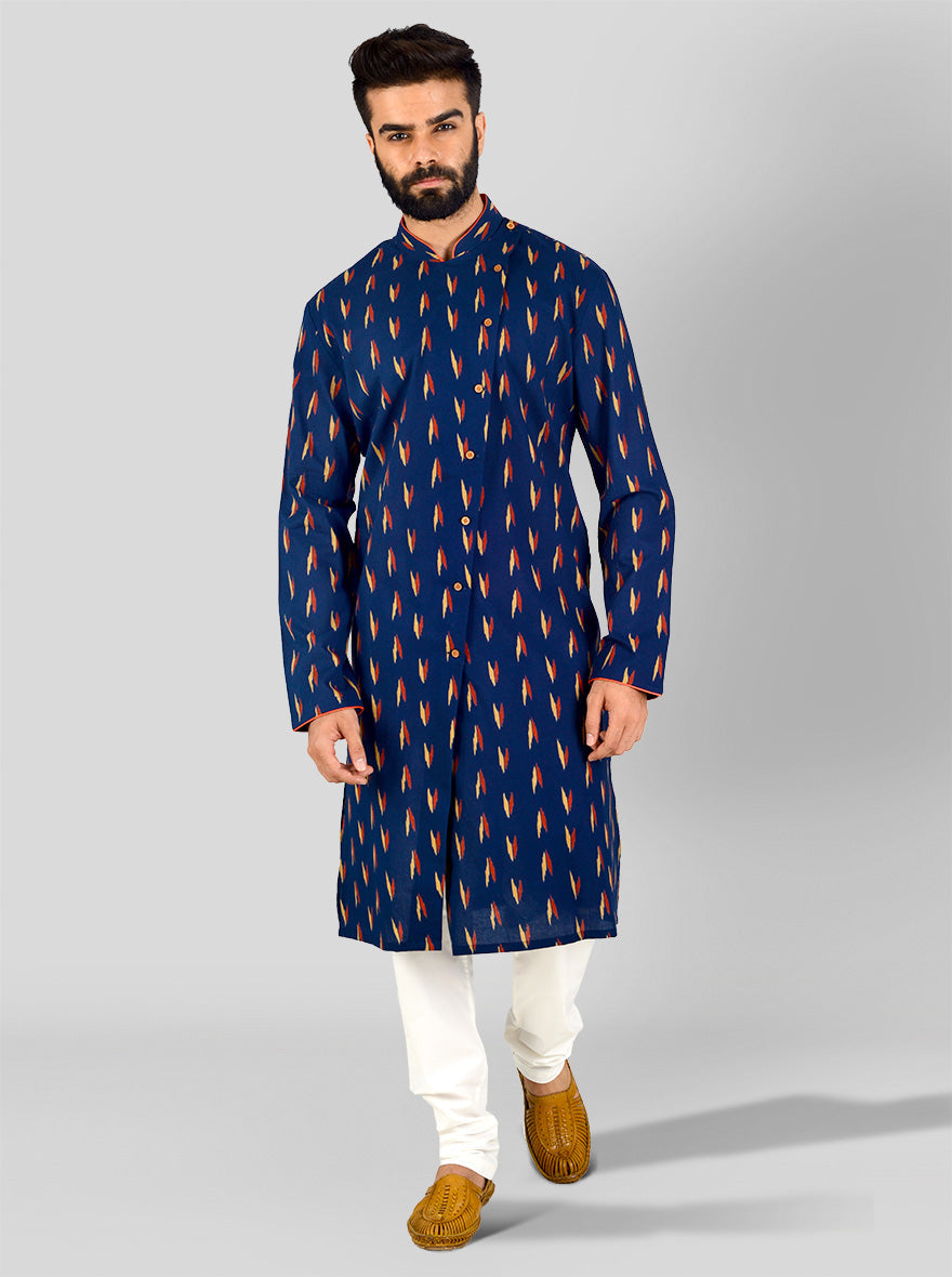 Blue, Beige & Red Kurta | Azania