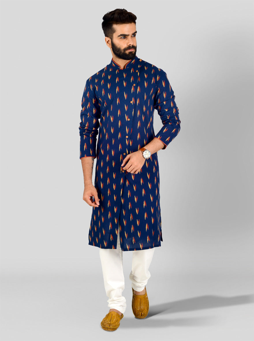 Blue, Beige & Red Kurta | Azania