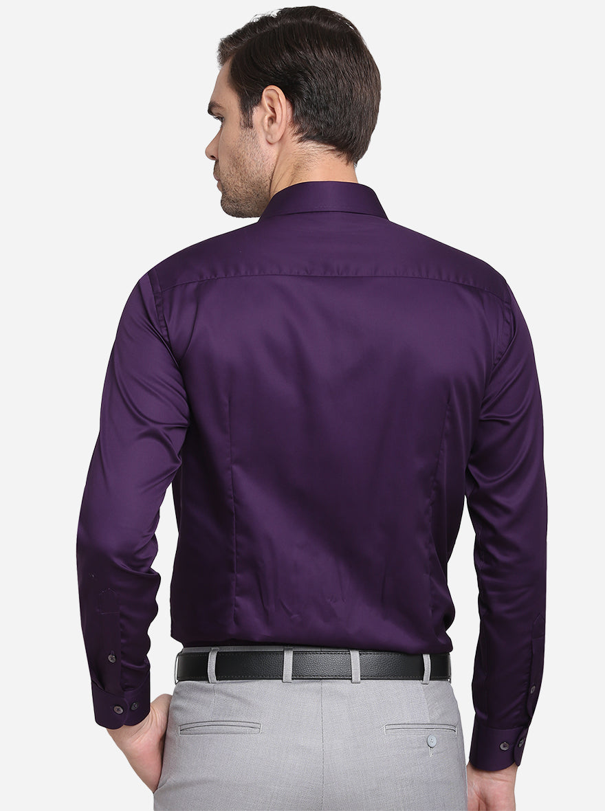 Purple Solid Slim Fit Formal Shirt  | Metal