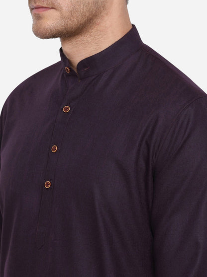 Deep Purple Self Design Regular Fit Modi Kurta | JadeBlue