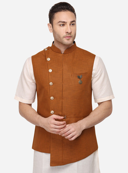 Brown Bandhgala Jacket | JB Studio