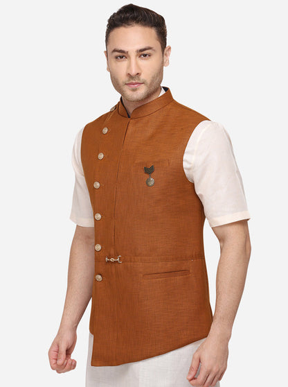 Brown Bandhgala Jacket | JB Studio