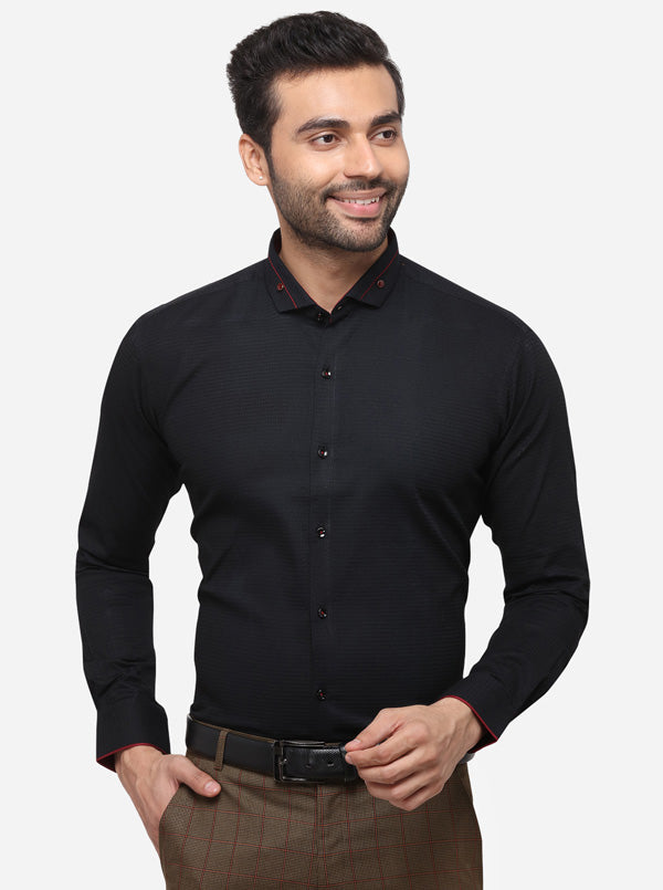 Black Solid Slim Fit Party Wear Shirt | Greenfibre