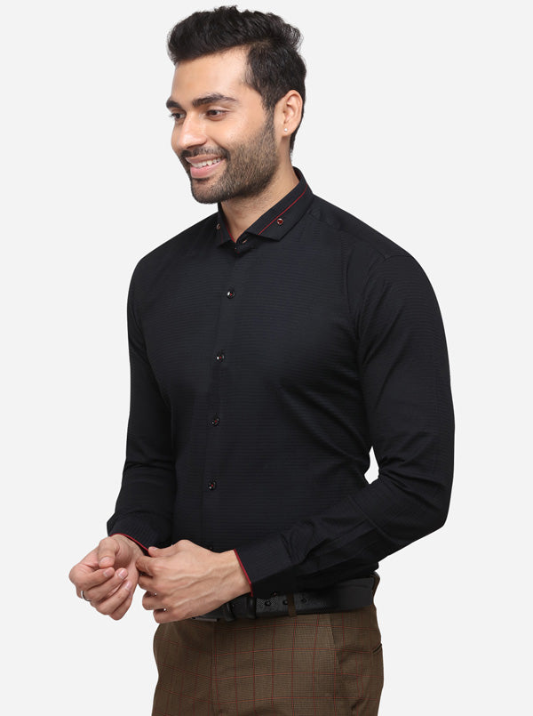 Black Solid Slim Fit Party Wear Shirt | Greenfibre