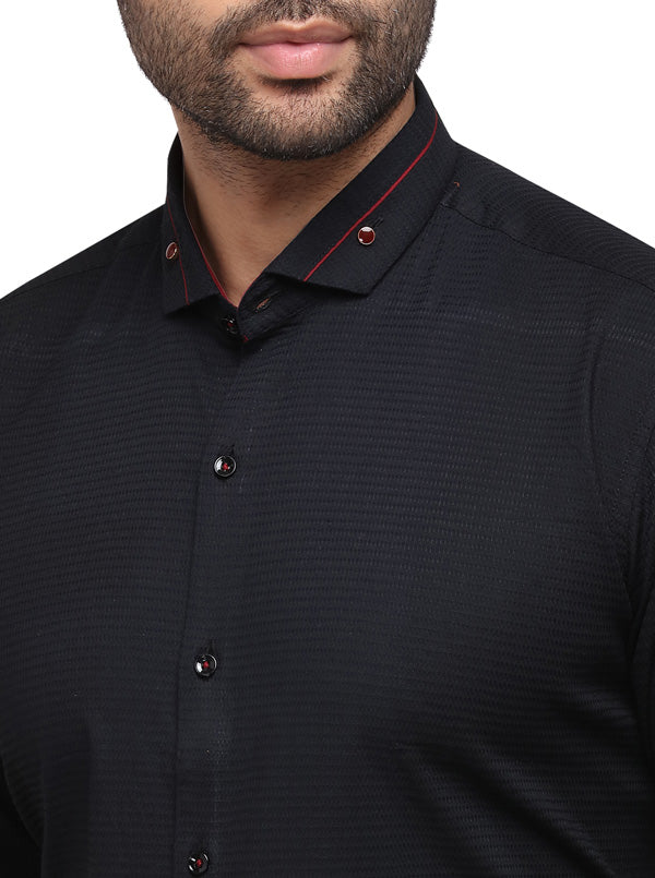 Black Solid Slim Fit Party Wear Shirt | Greenfibre