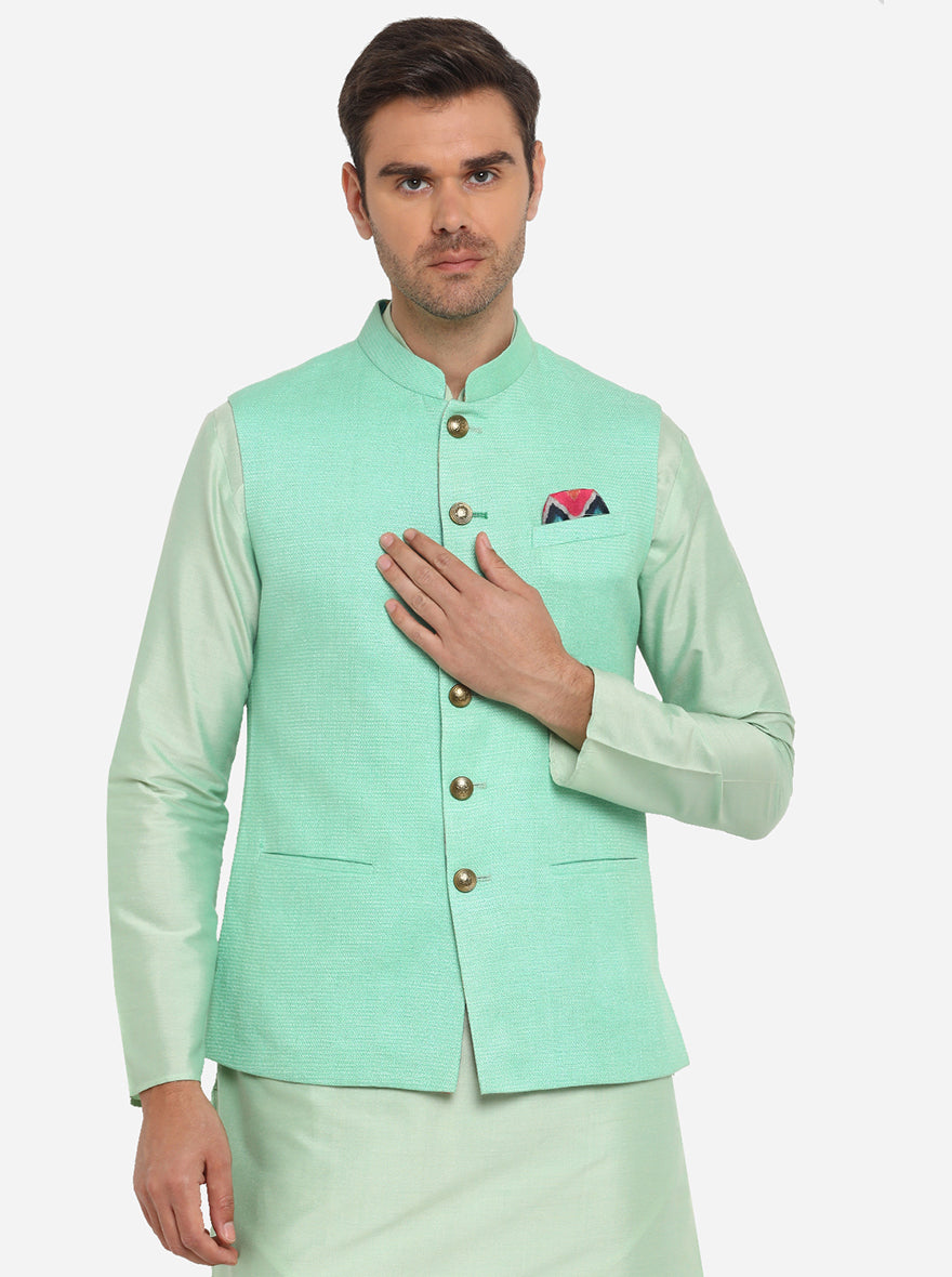 Light Green Bandhgala Jacket | Azania