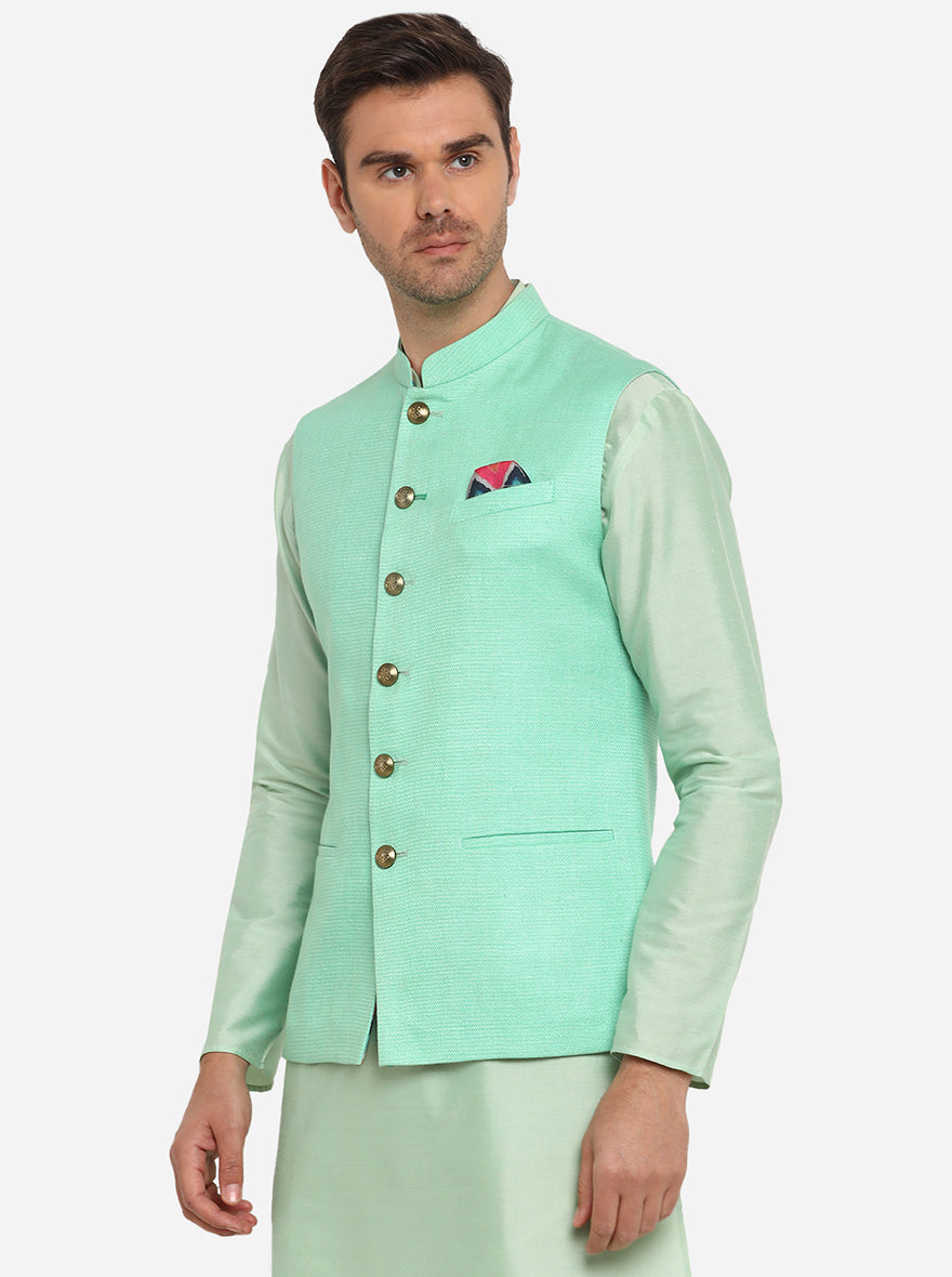 Light Green Bandhgala Jacket | Azania