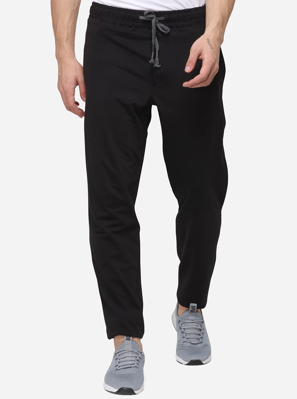 Black Regular Fit Solid Track Pants | JadeBlue