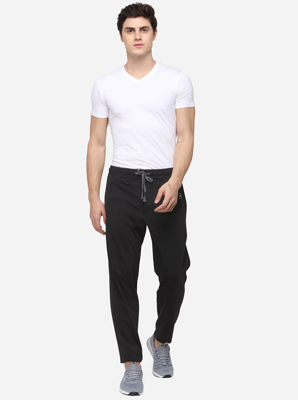 Black Regular Fit Solid Track Pants | JadeBlue