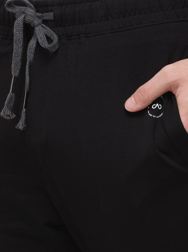 Black Regular Fit Solid Track Pants | JadeBlue