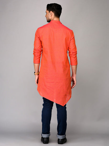 Orange & Pink Asymmetric Kurta | Azania