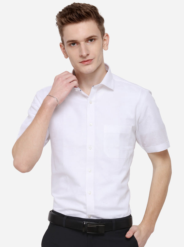 White Solid Regular Fit Formal Shirt | Greenfibre