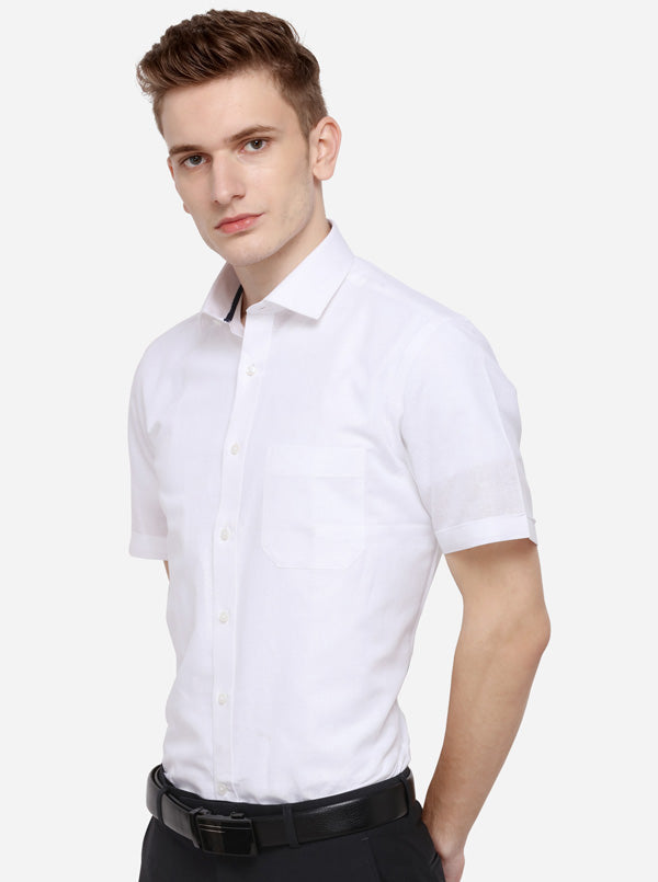 White Solid Regular Fit Formal Shirt | Greenfibre