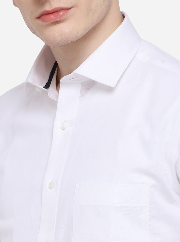 White Solid Regular Fit Formal Shirt | Greenfibre