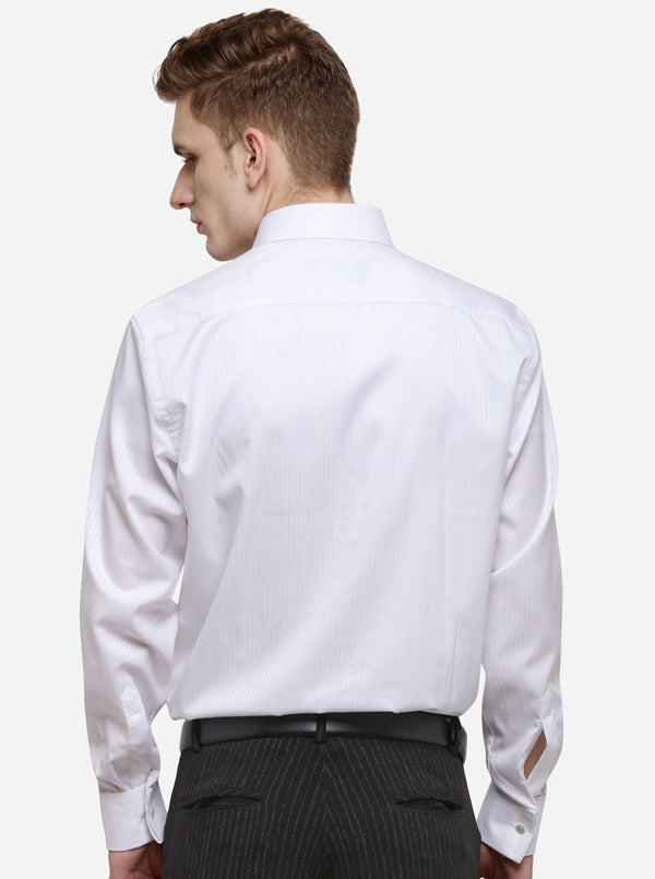 White Striped Regular Fit Formal Shirt | JadeBlue