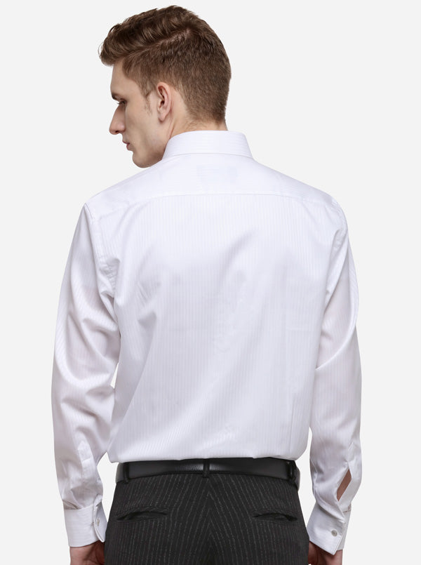 White Striped Regular Fit Formal Shirt | JadeBlue