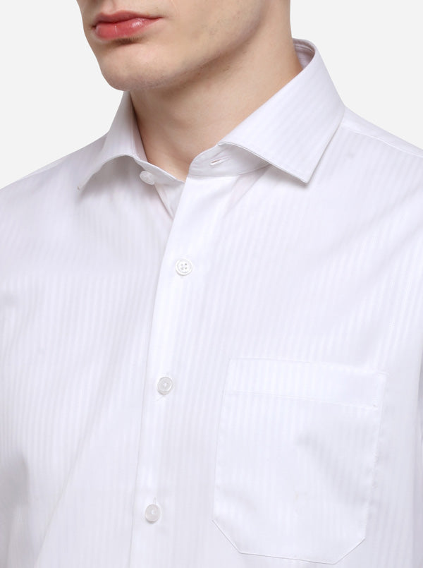 White Striped Regular Fit Formal Shirt | JadeBlue