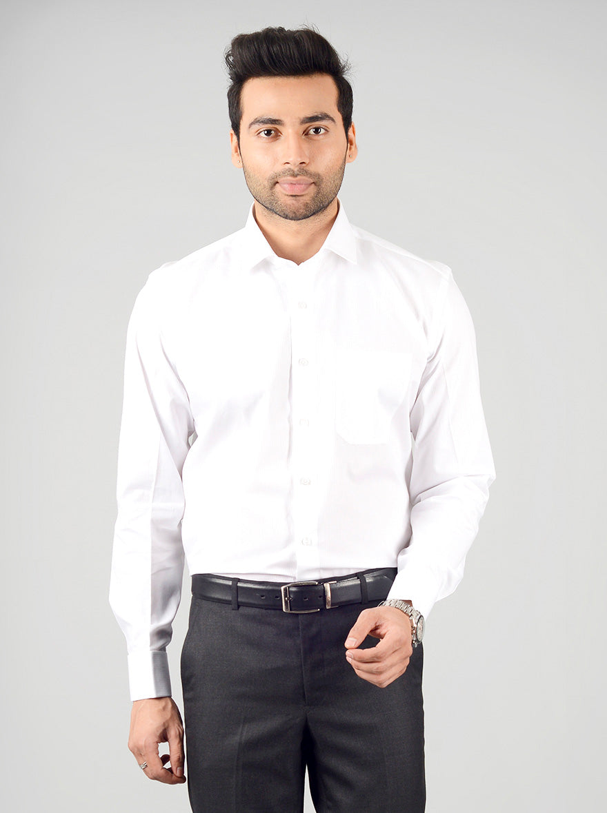 White Striped Regular Fit Formal Shirt | JadeBlue