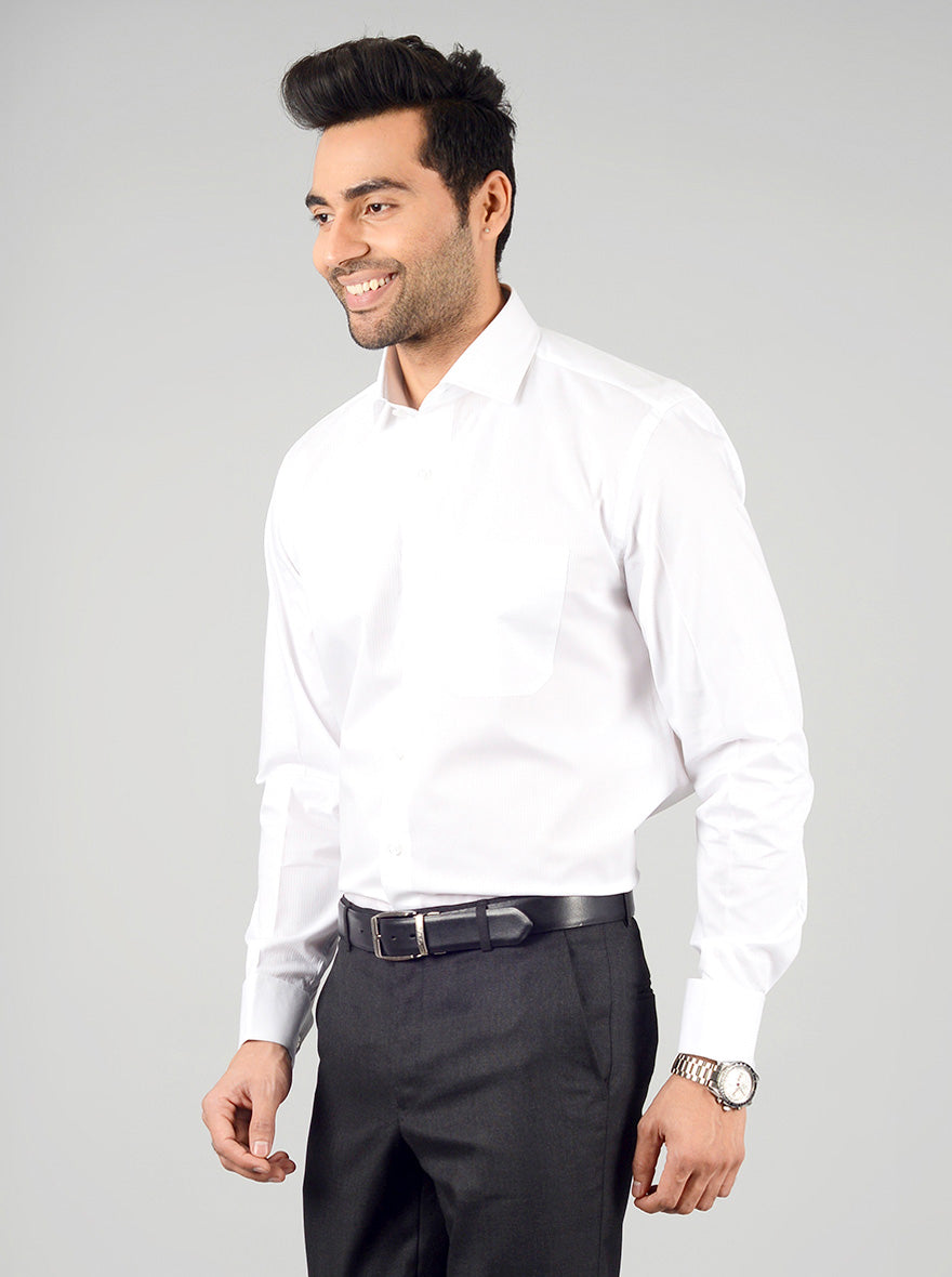 White Striped Regular Fit Formal Shirt | JadeBlue