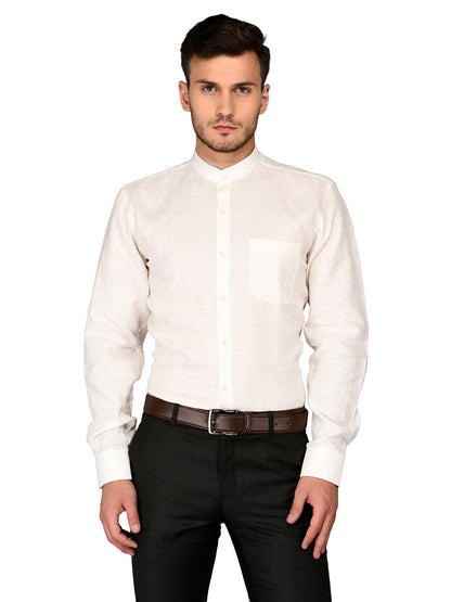JadeBlue Off-white Self Textured Regular Fit Formal Shirt