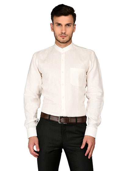 JadeBlue Off-white Self Textured Regular Fit Formal Shirt