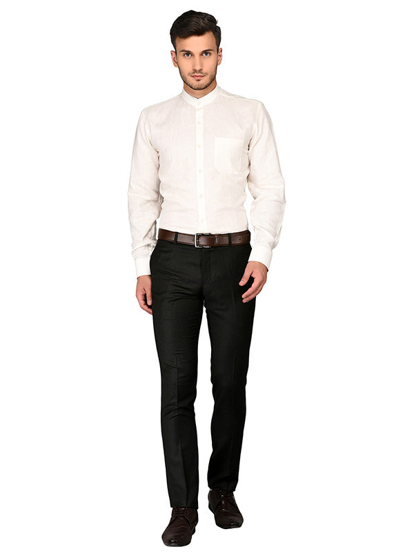 JadeBlue Off-white Self Textured Regular Fit Formal Shirt