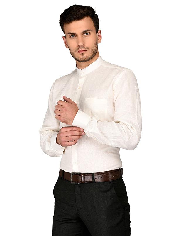 JadeBlue Off-white Self Textured Regular Fit Formal Shirt