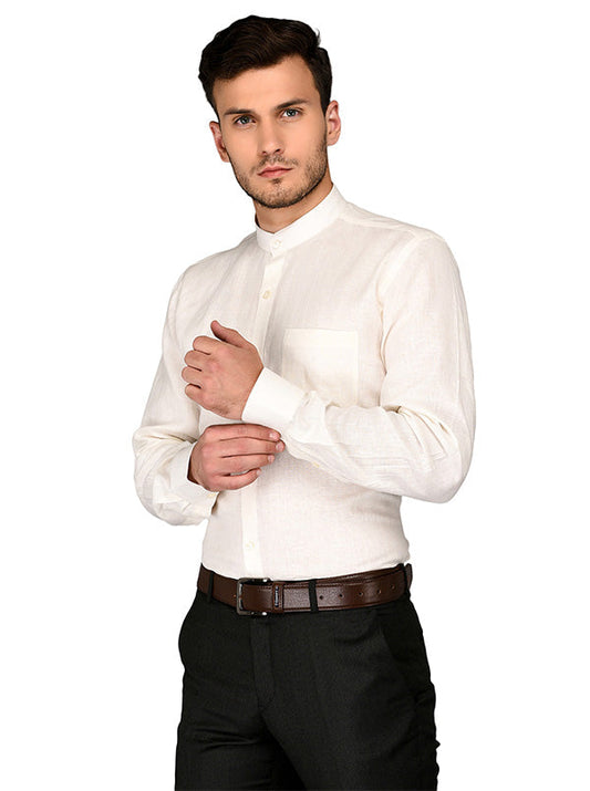 JadeBlue Off-white Self Textured Regular Fit Formal Shirt