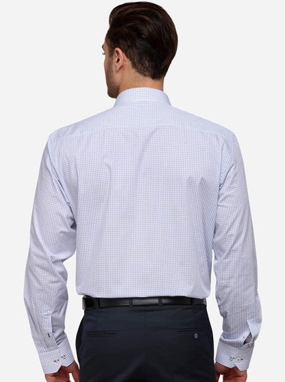 White & Blue Checked Regular Fit Formal Shirt | JadeBlue