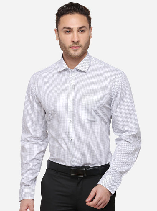 White & Black Checked Regular Fit Formal Shirt | JadeBlue