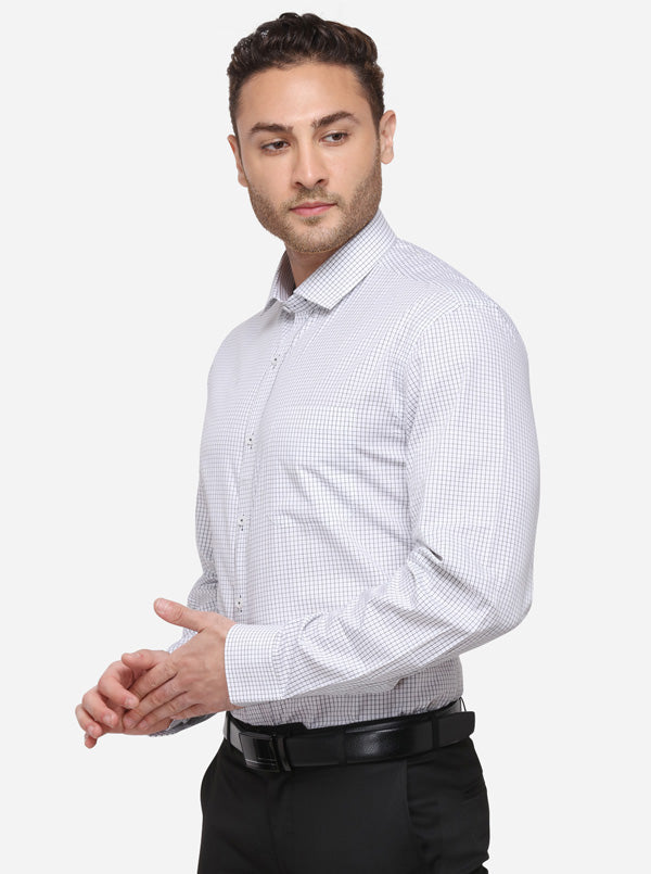 White & Black Checked Regular Fit Formal Shirt | JadeBlue