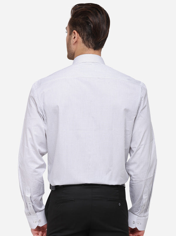 White & Black Checked Regular Fit Formal Shirt | JadeBlue