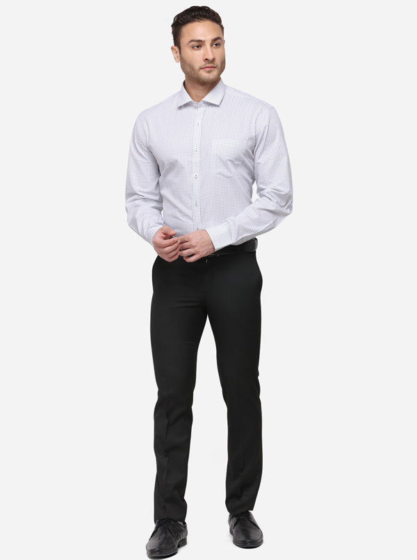 White & Black Checked Regular Fit Formal Shirt | JadeBlue