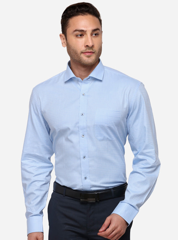 Sky Blue Dobby Regular Fit Formal Shirt | JadeBlue