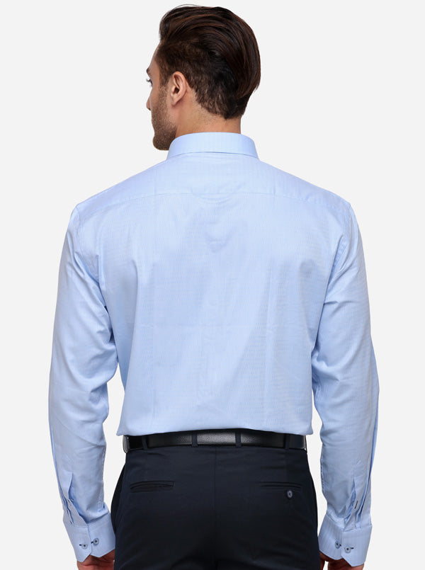 Sky Blue Dobby Regular Fit Formal Shirt | JadeBlue