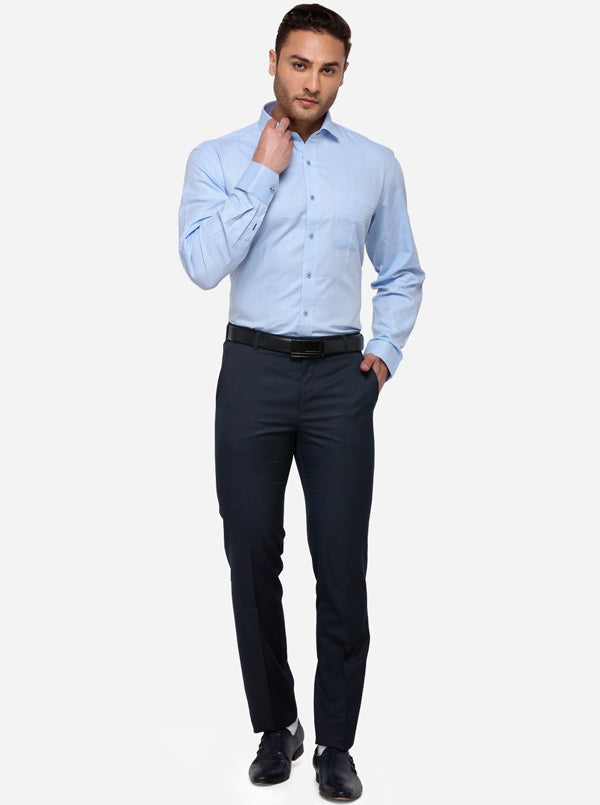 Sky Blue Dobby Regular Fit Formal Shirt | JadeBlue