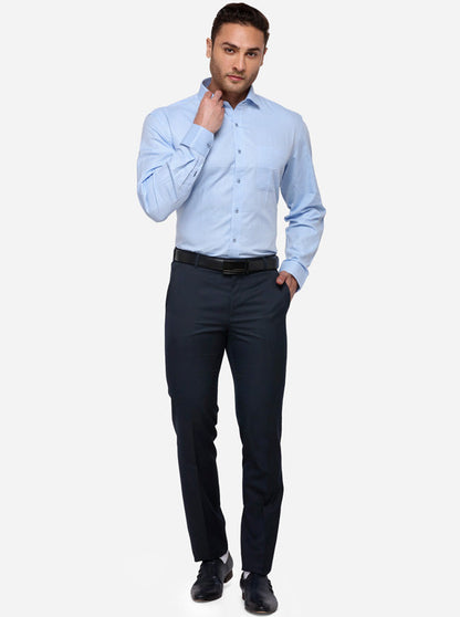 Sky Blue Dobby Regular Fit Formal Shirt | JadeBlue