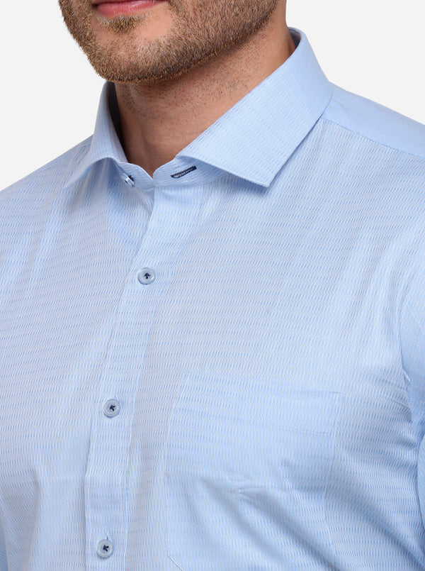 Sky Blue Dobby Regular Fit Formal Shirt | JadeBlue