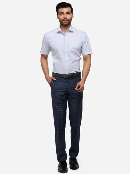 White & Blue Checked Smart Fit Formal Shirt | JadeBlue