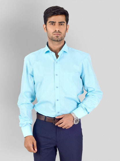 Light Blue Dobby Regular Fit Formal Shirt | JadeBlue